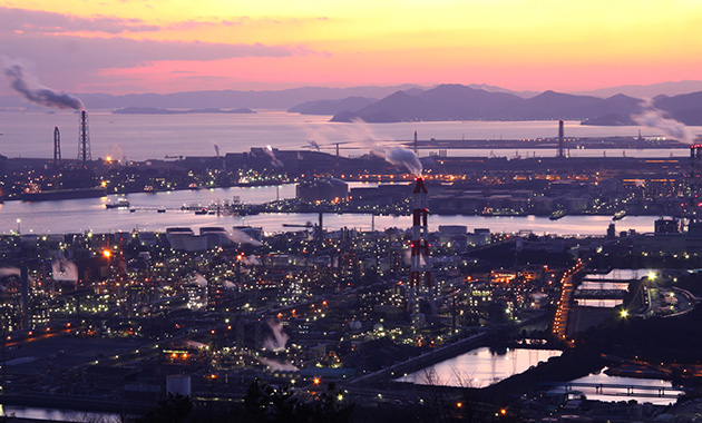 水島コンビナートの工場夜景（イメージ）