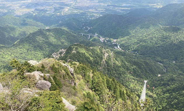 御在所岳の歩いてきた尾根を見下ろす（イメージ）